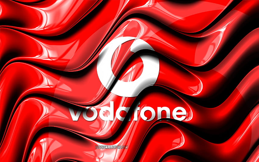 Bandiera Vodafone, bandiera rossa, bandiera di Vodafone, arte 3D, Vodafone, operatori di telefonia mobile, Gruppo Vodafone, bandiera Vodafone 3D per con risoluzione. Alta qualità Sfondo HD