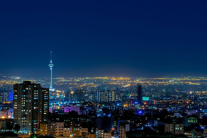 Noite de Teerã. Skyline, turismo no Irã, lugares para ir papel de parede HD