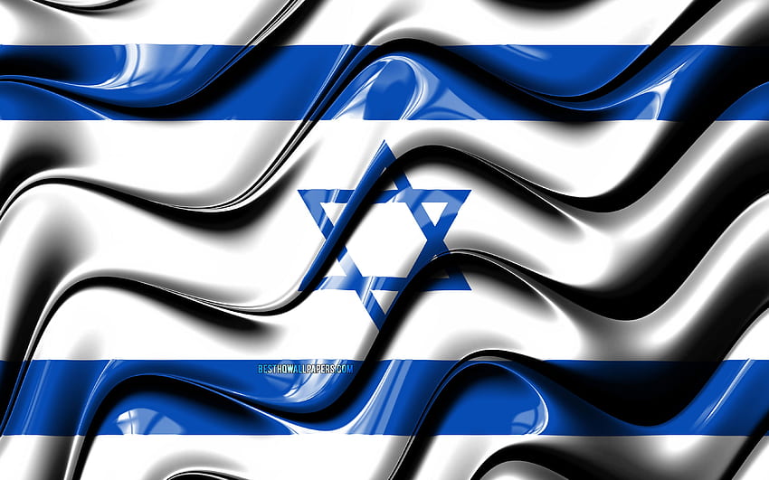 Bandiera israeliana, Asia, simboli nazionali, Bandiera di Israele, Arte 3D, Israele, Paesi asiatici, Bandiera israeliana 3D per con risoluzione. Alta qualità Sfondo HD