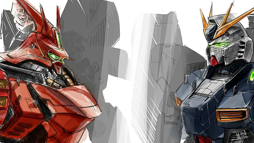 Remember the Sazabi fan art I did while ago? Back with Nu. Gundam!: Gundam HD wallpaper