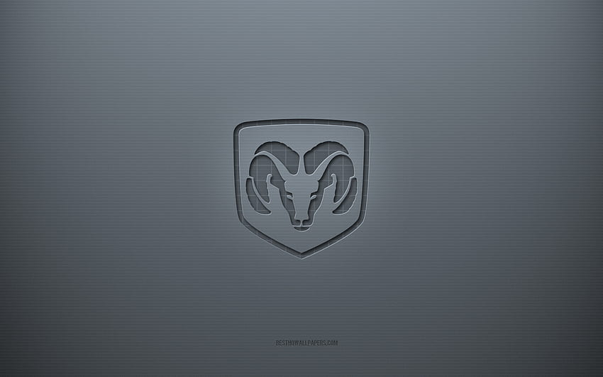 Лого на Dodge, сив творчески фон, емблема на Dodge, текстура на сива хартия, Dodge, сив фон, лого на Dodge 3d HD тапет