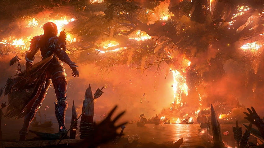 Двигател World of Warcraft - Sylvanas Windrunner изгаря Teldrassil HD тапет