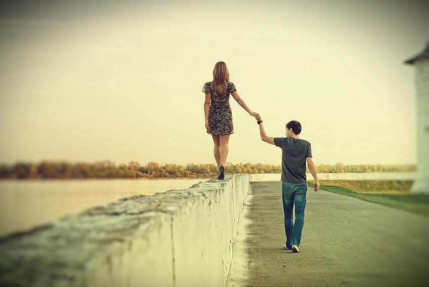 Moments with you, girl, with, boy, walking HD wallpaper