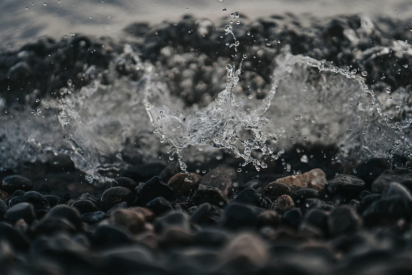 Wasser, Steine, Kiesel, Makro, Spray HD-Hintergrundbild