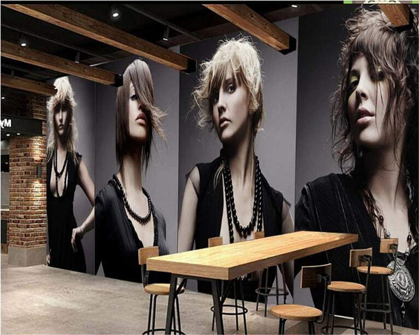 Mbwlkj Kertas Dinding 3D Rambut Salon Kecantikan Toko Tukang Cukur Behang Latar Belakang Mural 3D 400cmx280cm, Amazon Kanada Wallpaper HD