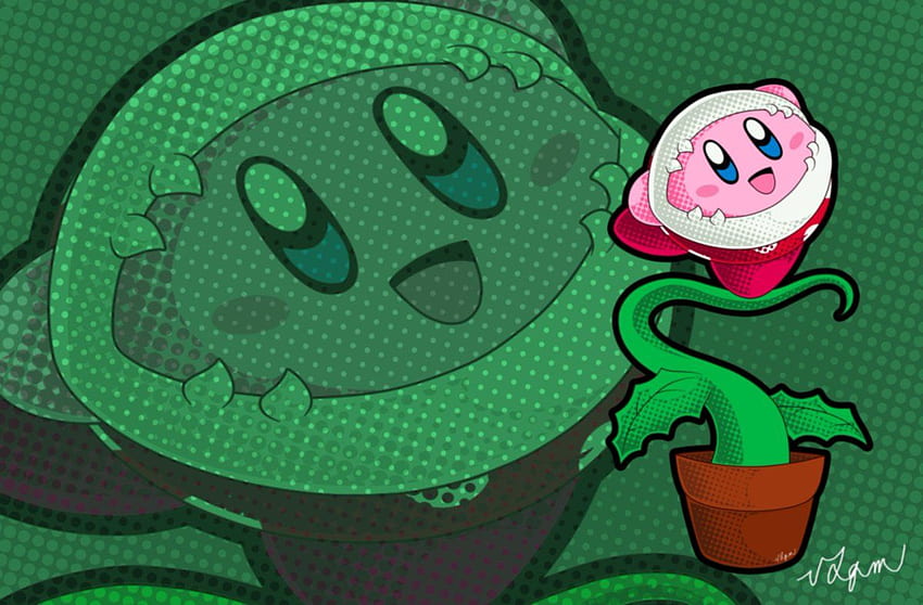 Animax (Comisiones: CERRADO) - Empecemos febrero con una linda Piranha Plant Kirby Rehice la pose de Kirby en Kirby's Mass Attack, y trato de hacer la sombra fondo de pantalla