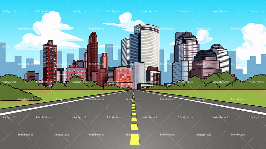 Cartoon-Straßenhintergrund, Cartoon-Stadt HD-Hintergrundbild