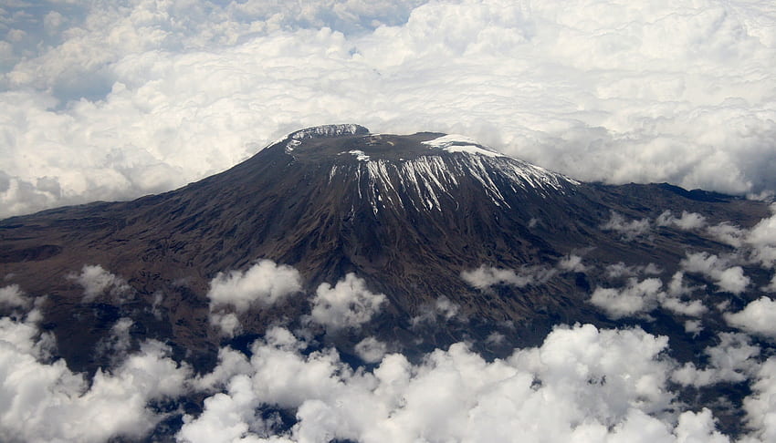 Mount Kilimanjaro, aerial, volcano, view, nature, mountain HD wallpaper