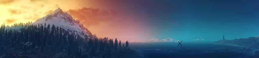 The Witcher 3: Perburuan Liar, lanskap, panorama, langit Wallpaper HD