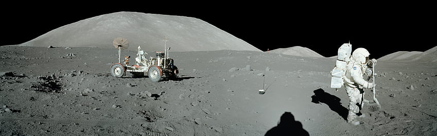 doppio monitor - atterraggio lunare. Doppio monitor, astronauta, modulo lunare Sfondo HD