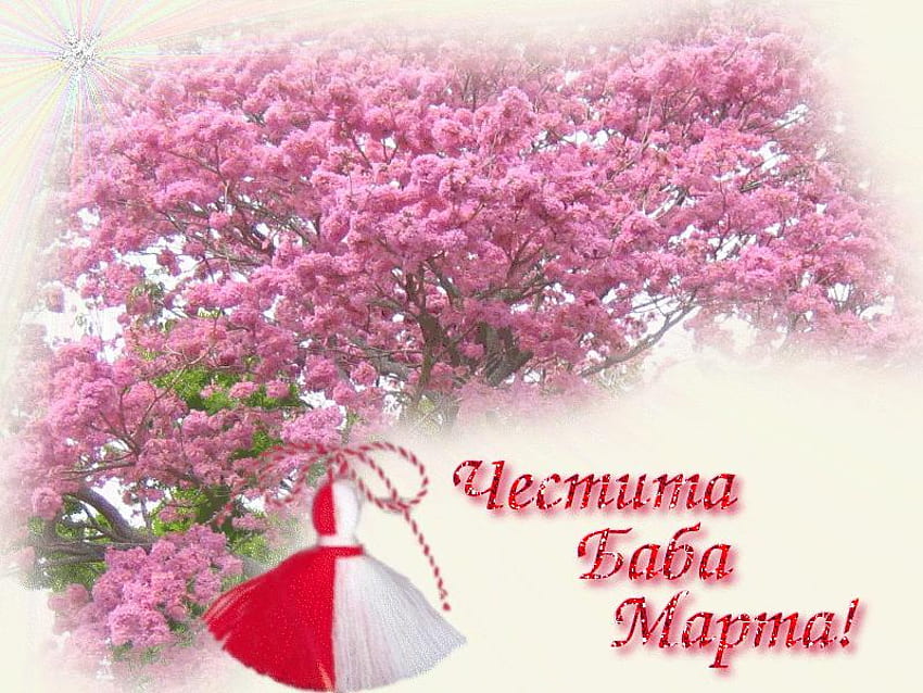 Primavera personalizado, branco, personalizado, grafia, flor, primavera, árvore, rosa, temporada, vermelho, bulgária, , tradição papel de parede HD
