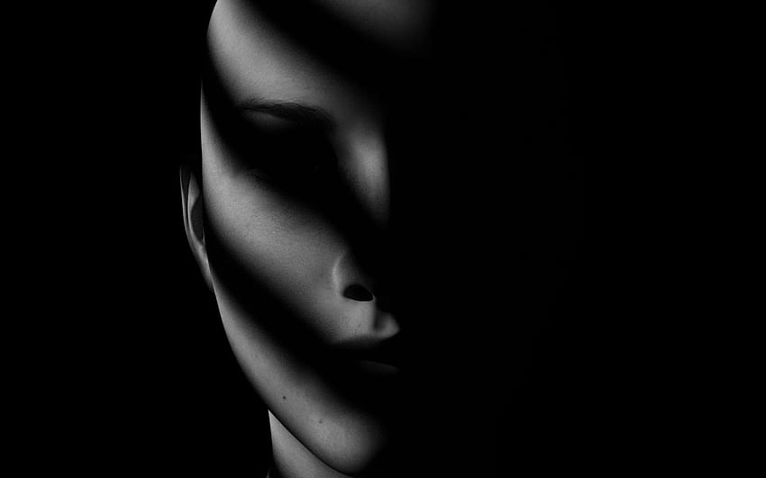 wajah, bayangan, gelap, bw, noir, potret, layar lebar boneka latar belakang 16:10, Human Shadow Wallpaper HD