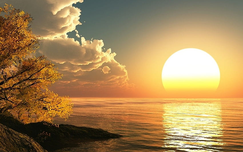 Słońce niesamowite, Water Sun Tapeta HD