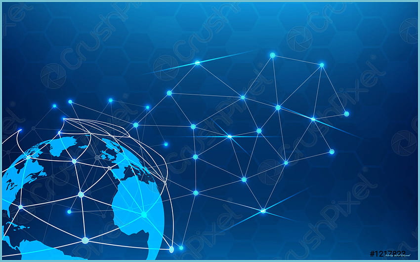 素材 - ブルー ライン ドット ビジネスと接続概念インターネット サイバーとネットワーク テーマ スマート産業 - 技術の抽象的な背景と技術の抽象的な背景 高画質の壁紙