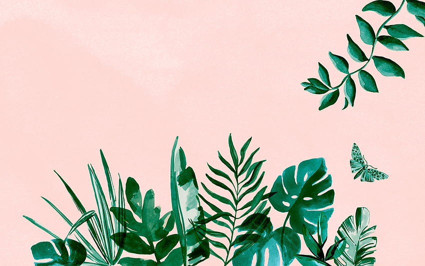 美的熱帯 - バット、ピンクの夏のラップトップの美的熱帯背景 高画質の壁紙