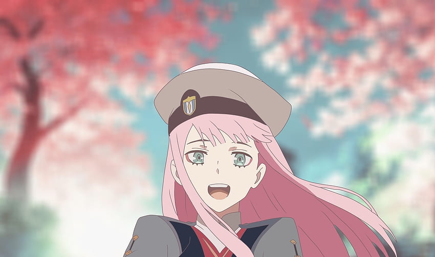 Zero Two, uniforme, linda ana linda, garota anime papel de parede HD