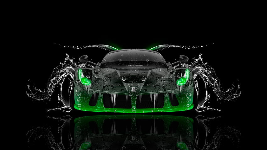Ferrari Laferrari Front Water Car 2014 Green Neon HD wallpaper
