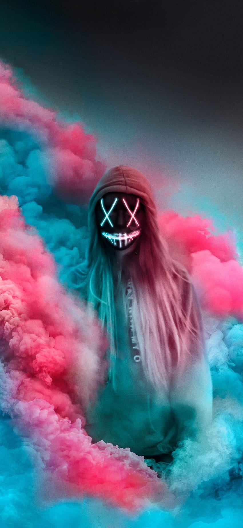 Neon Mask Girl Colorful Gas iPhone XS, iPhone 10, iPhone X HD phone wallpaper