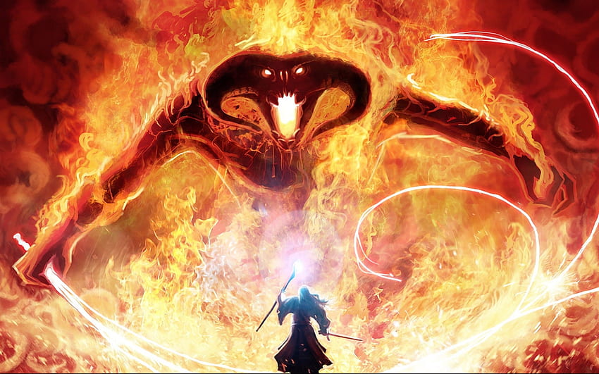 You shall not pass!! Gandalf confronting the Balrog : lotr HD wallpaper
