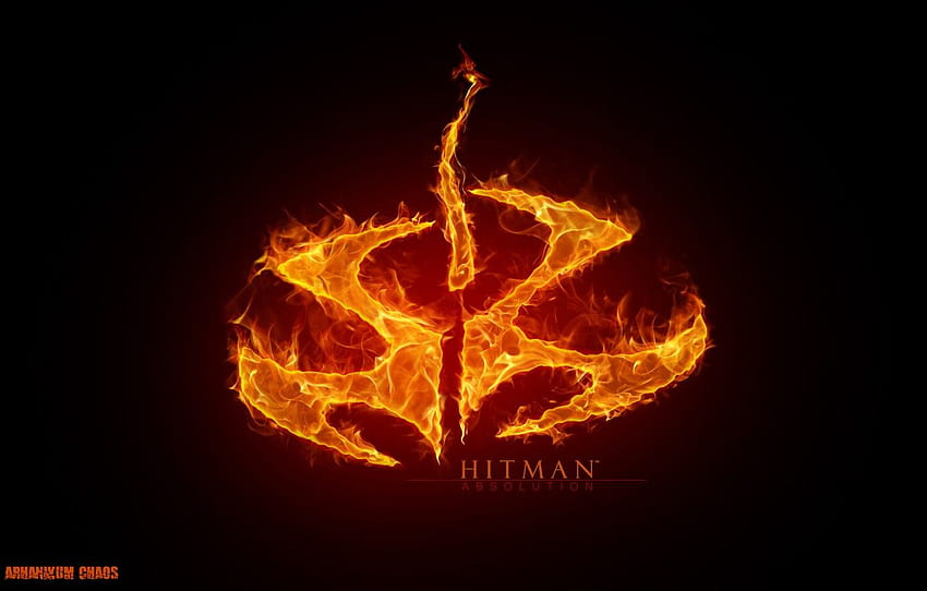 red, fire, flame, the game, logo, symbol, Hitman, Hitman, Agent - for , section минимализм HD wallpaper