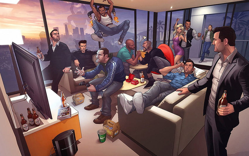 jeux vidéo, Grand Theft Auto, art fantastique, Niko Bellic, œuvres d'art, Carl Johnson Fond d'écran HD