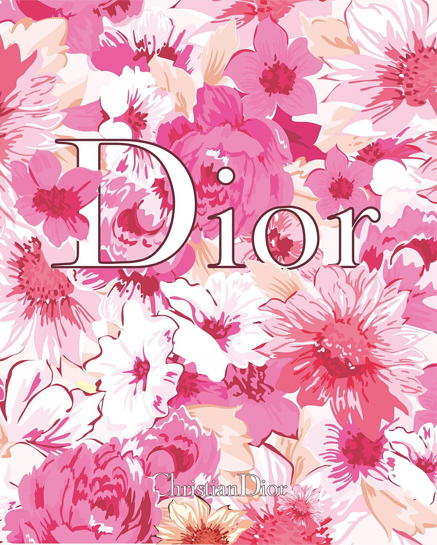 Цветна илюстрация Dior Floral fleur, Pink Dior HD тапет за телефон