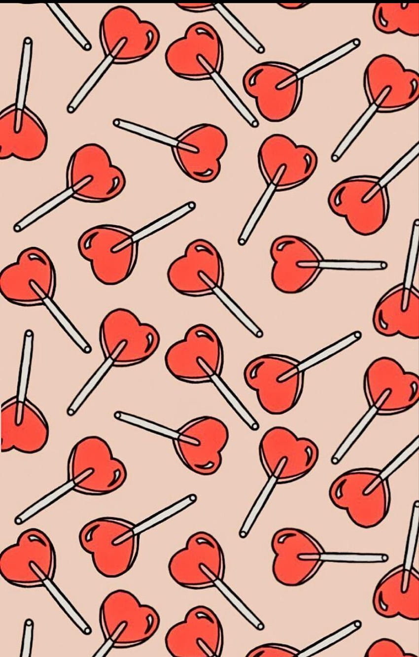 Heart Lollipops . Phone patterns, Cute patterns , iPhone candy, Aesthetic Candy Pattern HD phone wallpaper