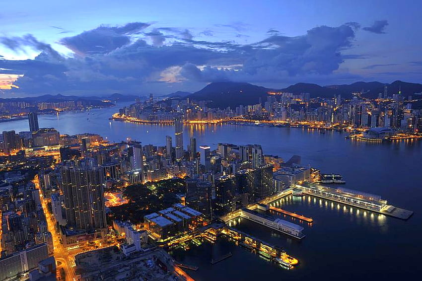 Хонконг, красива, , вечер HD тапет