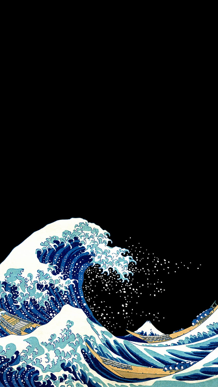 Mi opinión sobre una gran ola AMOLED de Kanagawa: Amoledbackground, Japan Wave fondo de pantalla del teléfono