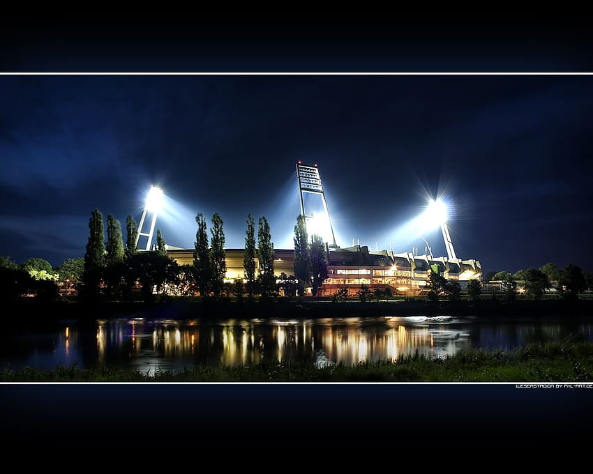Estadio Signal Iduna Park BVB por la noche. Parque, ,, Bremen Noche fondo de pantalla