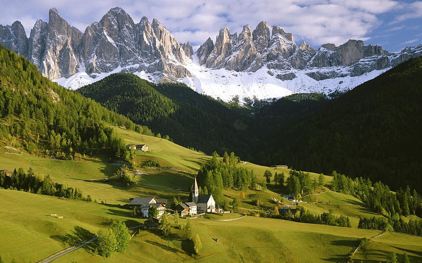 Pretty Village Alps, Alpine HD wallpaper