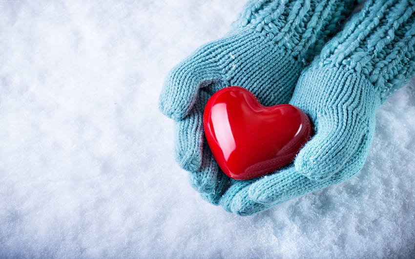 รักมือหัวใจหิมะ วอลล์เปเปอร์ HD