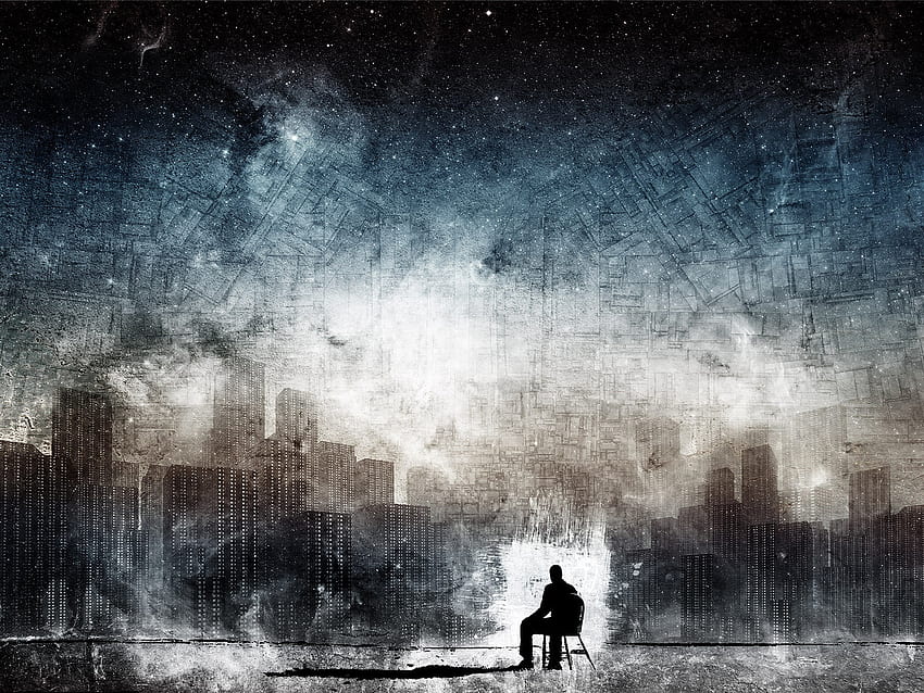 Alone.., abstract, town, alone, man HD wallpaper