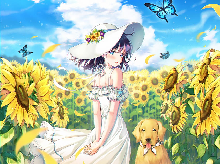Download Cute Anime Sunflower Wallpaper | Wallpapers.com