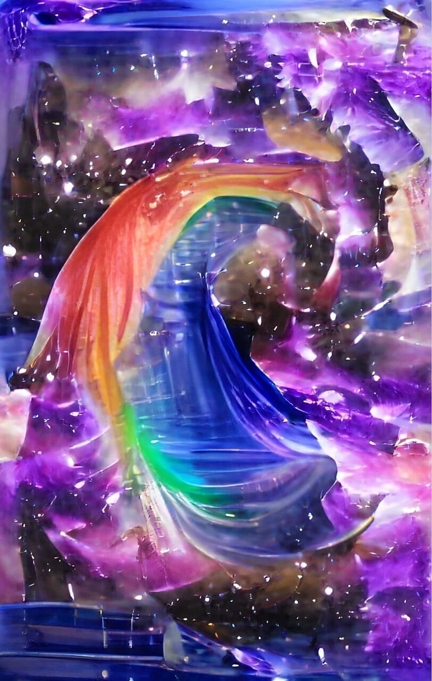Rainbow Tidal AI ART, digital, sky, cosmic, weird, wave HD phone wallpaper