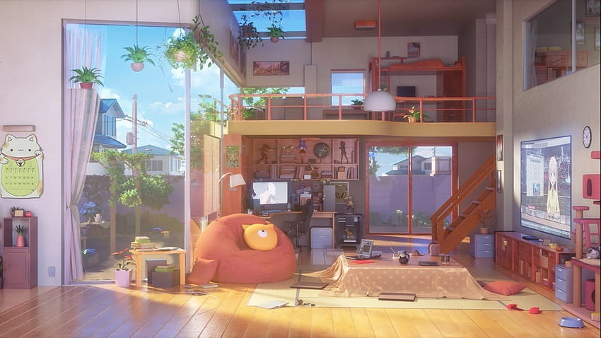Apartment anime  unexpected kemono friends reference full size of  bathroomcozy bedroom decora living room Living room background Anime  background HD wallpaper  Pxfuel