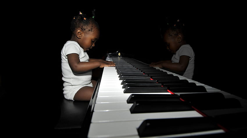 bébé, piano à queue, jouer, musique Fond d'écran HD