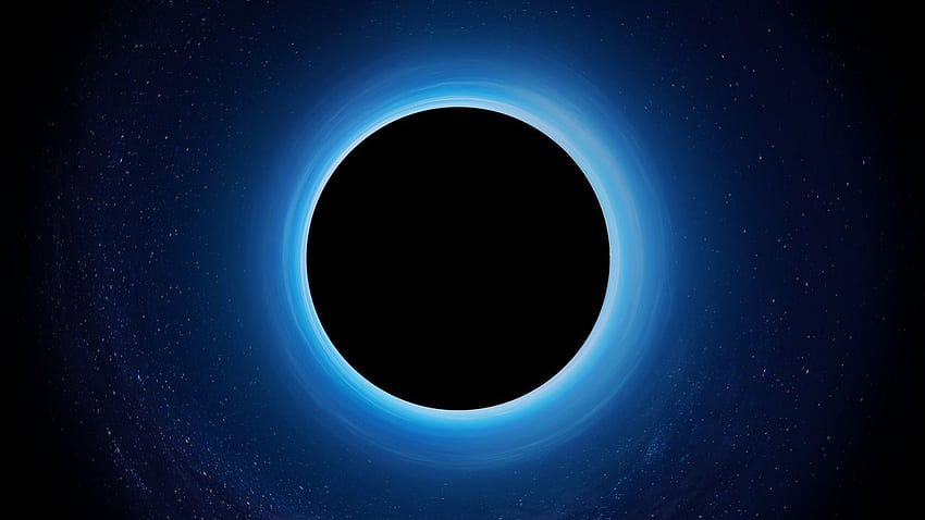 black hole, eclipse, stars, singularity, planet, space, Blue Black Hole HD wallpaper