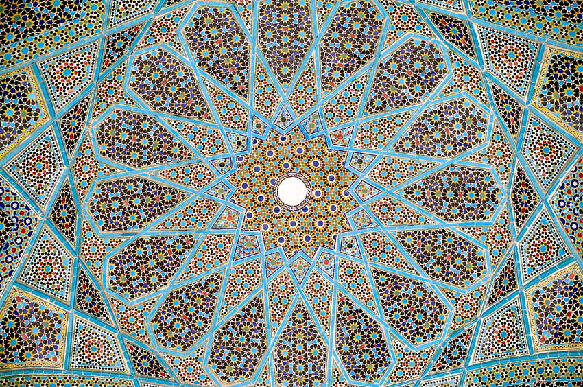 Покрив на гробницата на персийския поет Хафез в Шираз, персийско изкуство HD тапет