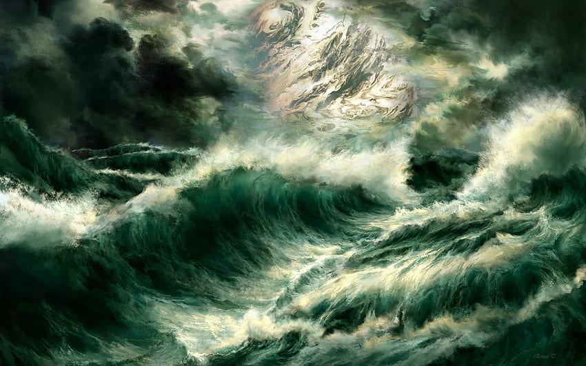 Das Ende der Dinge – Sam Youd als John Christopher, Dark Green Ocean Wave HD-Hintergrundbild