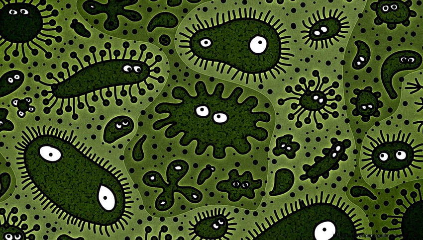 Карикатура за бактерии. Фонова галерия, микроби HD тапет