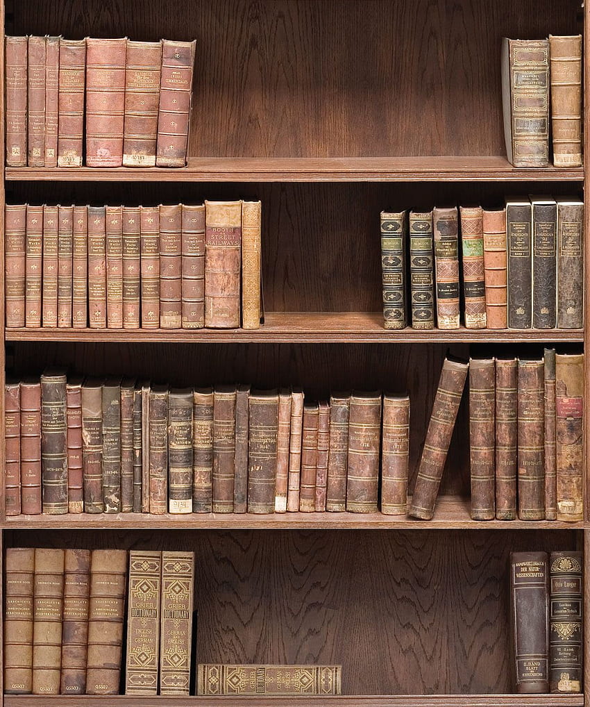 Estantería • Diseño de biblioteca realista • Milton & King, estantería de libros antiguos fondo de pantalla del teléfono