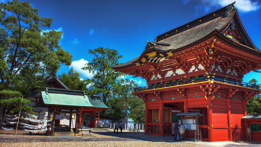 Shrine Gate And Grounds Ultra Background, Shinto Shrine HD wallpaper