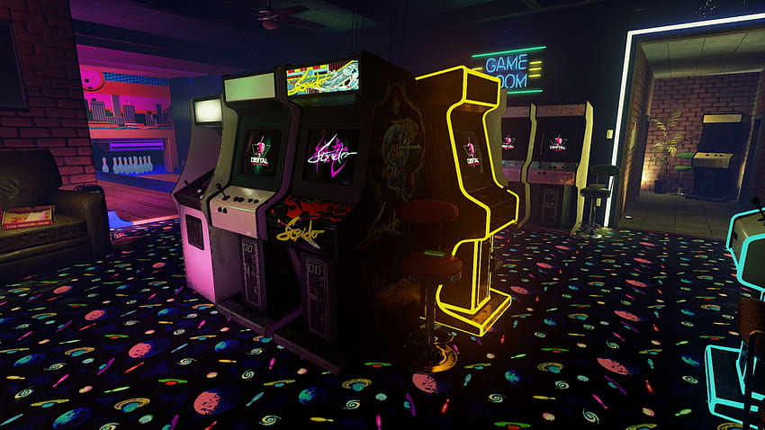 Gabinet Arcade włączony, Retro Arcade z lat 80 Tapeta HD