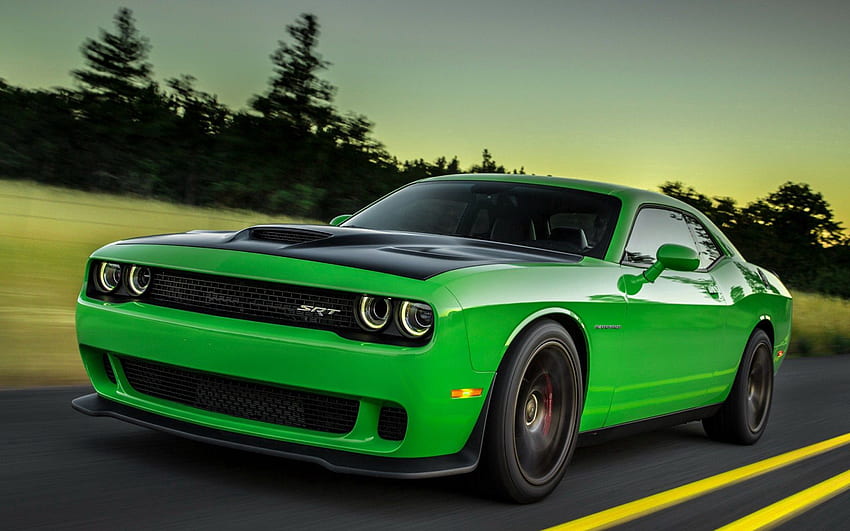 Challenger, automobili, vista laterale, velocità, Dodge, 2015 Sfondo HD