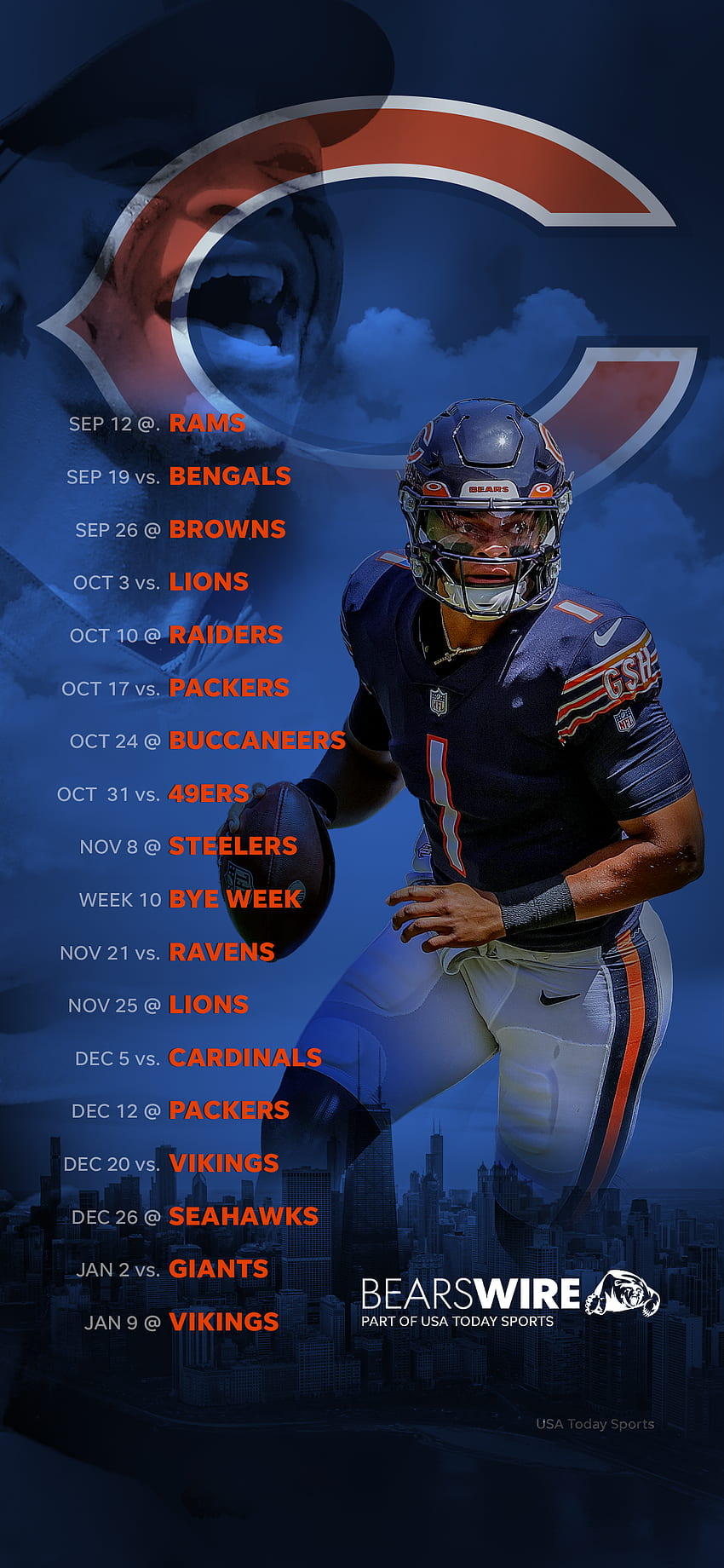 our 2021 Bears schedule featuring Justin Fields, Cool Chicago Bears HD phone wallpaper