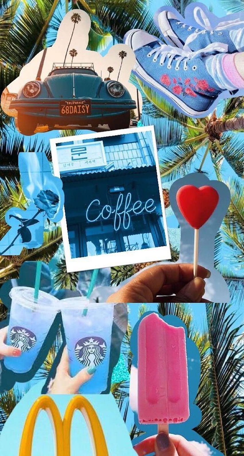 Collage Coffee Starbucks Ice Cream Vintage Car Girly Sneakers Lollipop In 2020. Estetyczny Iphone , IPhone , Iphone Słodkie, Vintage Party Tapeta na telefon HD
