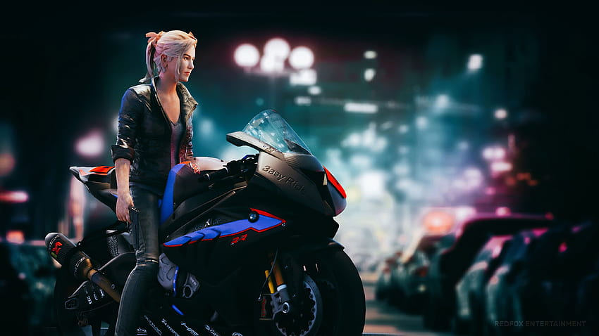 Cyberpunk Girl With Ducati 4K HD Vaporwave Wallpapers