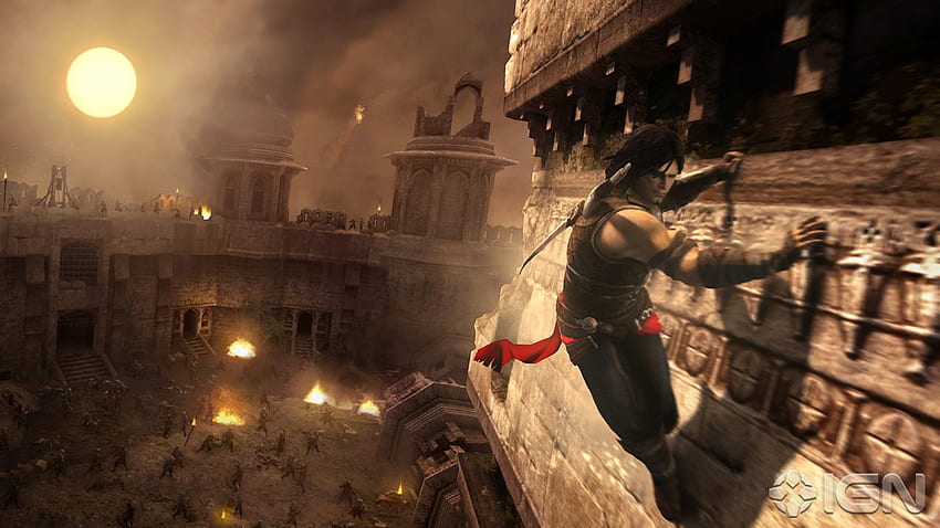 prince of persia the forgotten sands-hanging on wall, prince of persia, adventure, action, video game, walling, prince of persia-the forgotten sands, warrior HD wallpaper