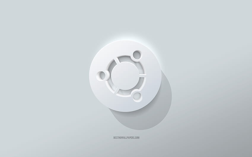 Ubuntu-Logo, weißer Hintergrund, Linux, Ubuntu-3D-Logo, 3D-Kunst, Ubuntu, 3D-Ubuntu-Emblem, Linux-Logo HD-Hintergrundbild